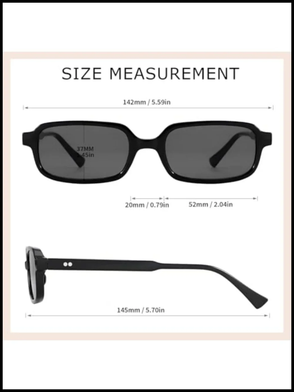 Retro Rectangle Sunglasses UV400 Protection Polycarbonate Frame